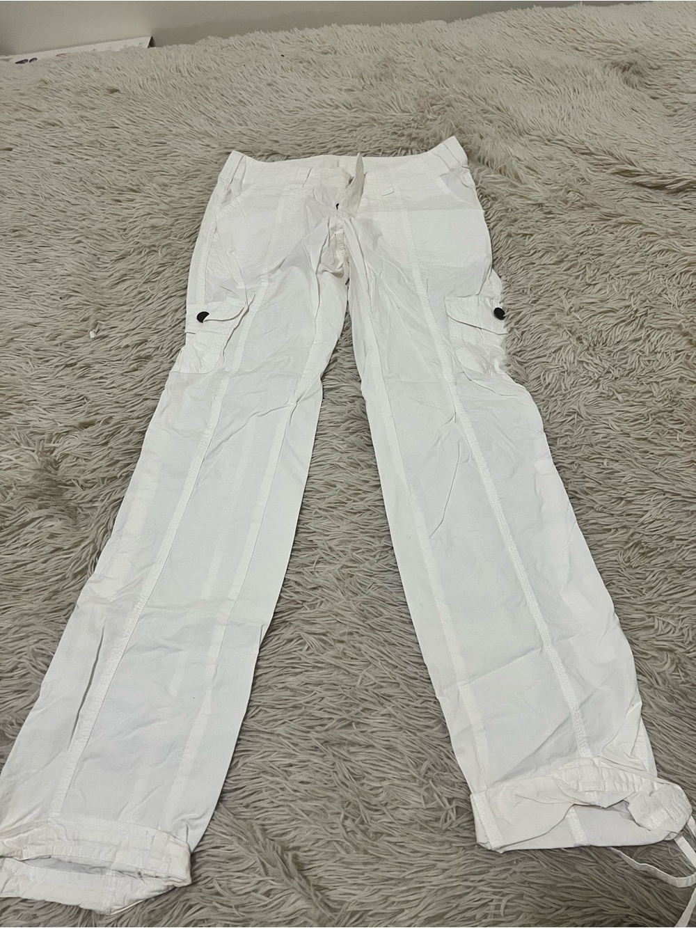 Boston Proper White Cargo Pants with Utility Pockets